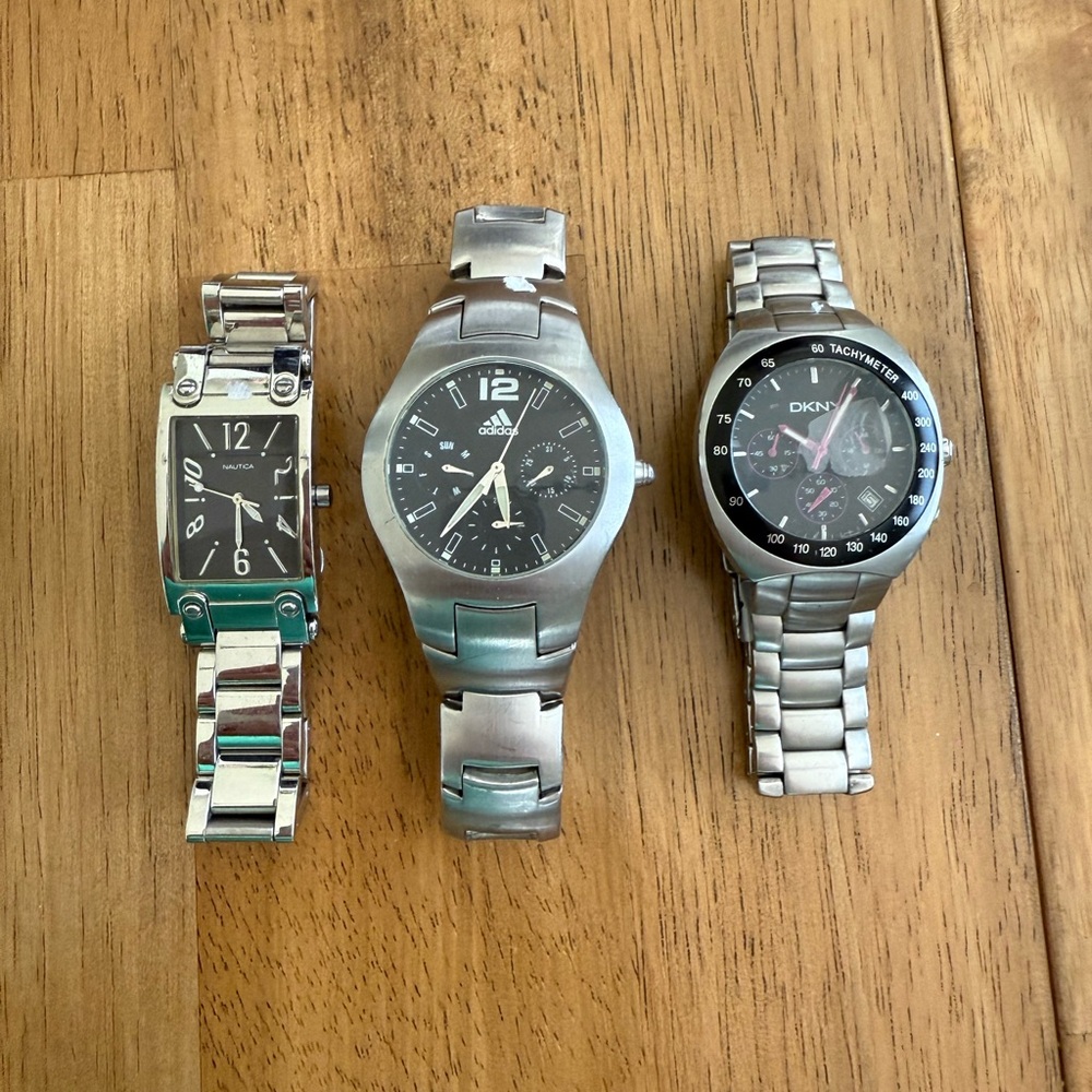 Nautica, DKNY, and Adidas watches